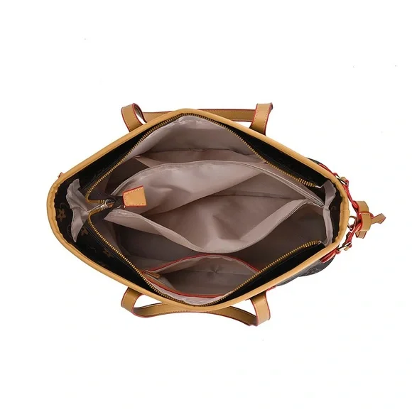 Brown Designer Monogram Shoulder Tote Bag - Picture 8 of 10